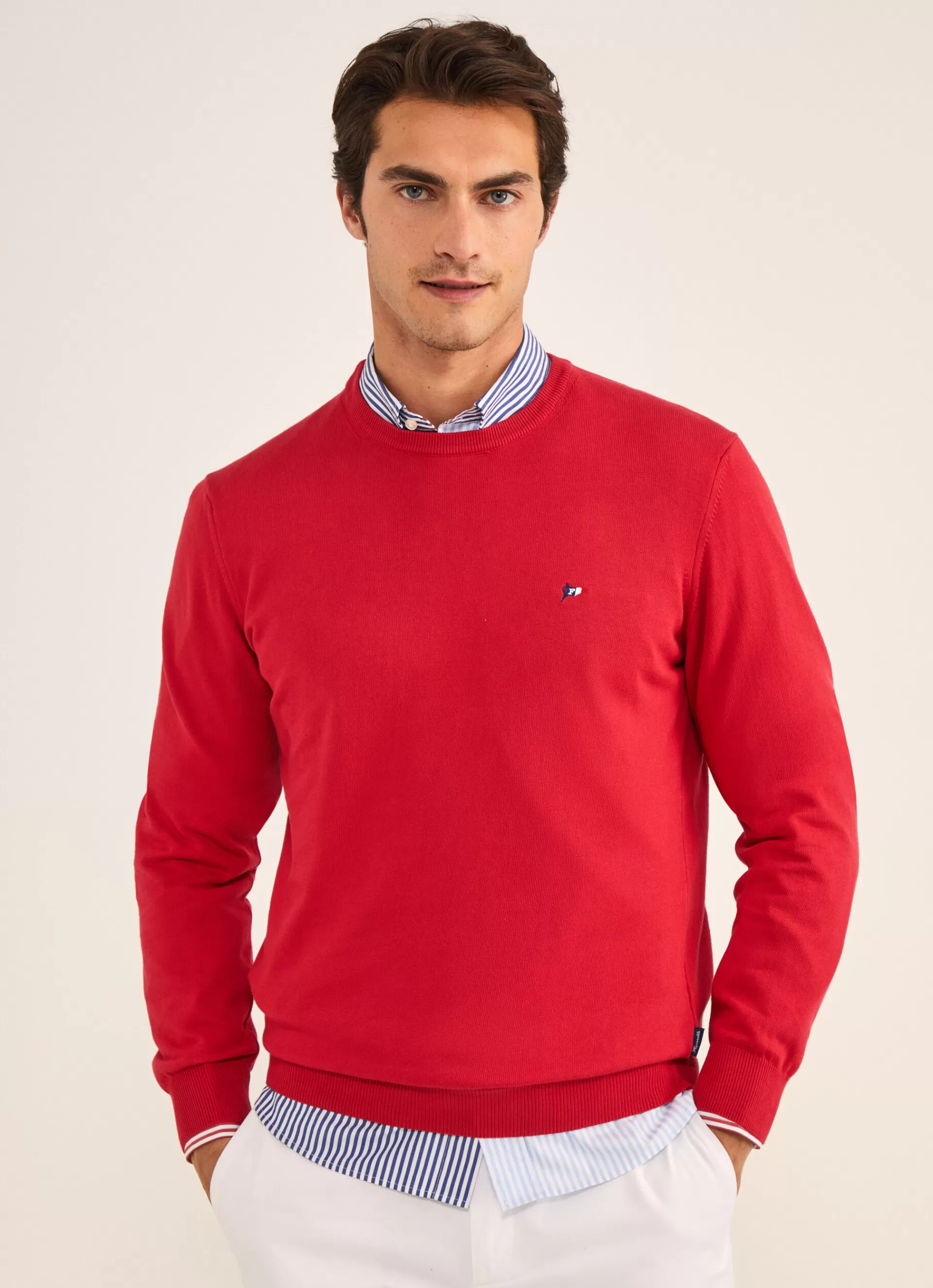 Pulls>Façonnable Pull En Maille De Coton Mars Red