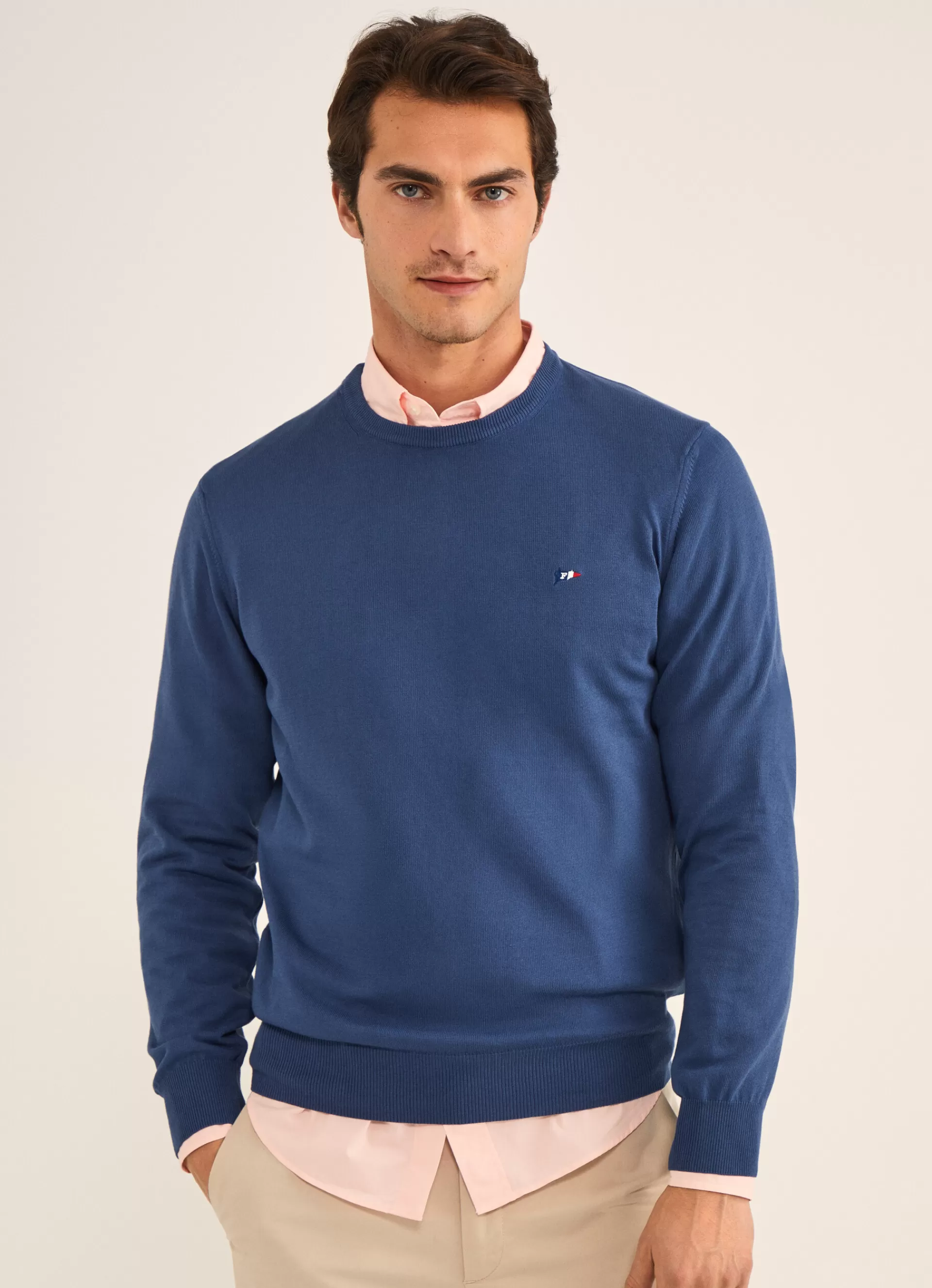 Pulls>Façonnable Pull En Maille De Coton Pop Blue