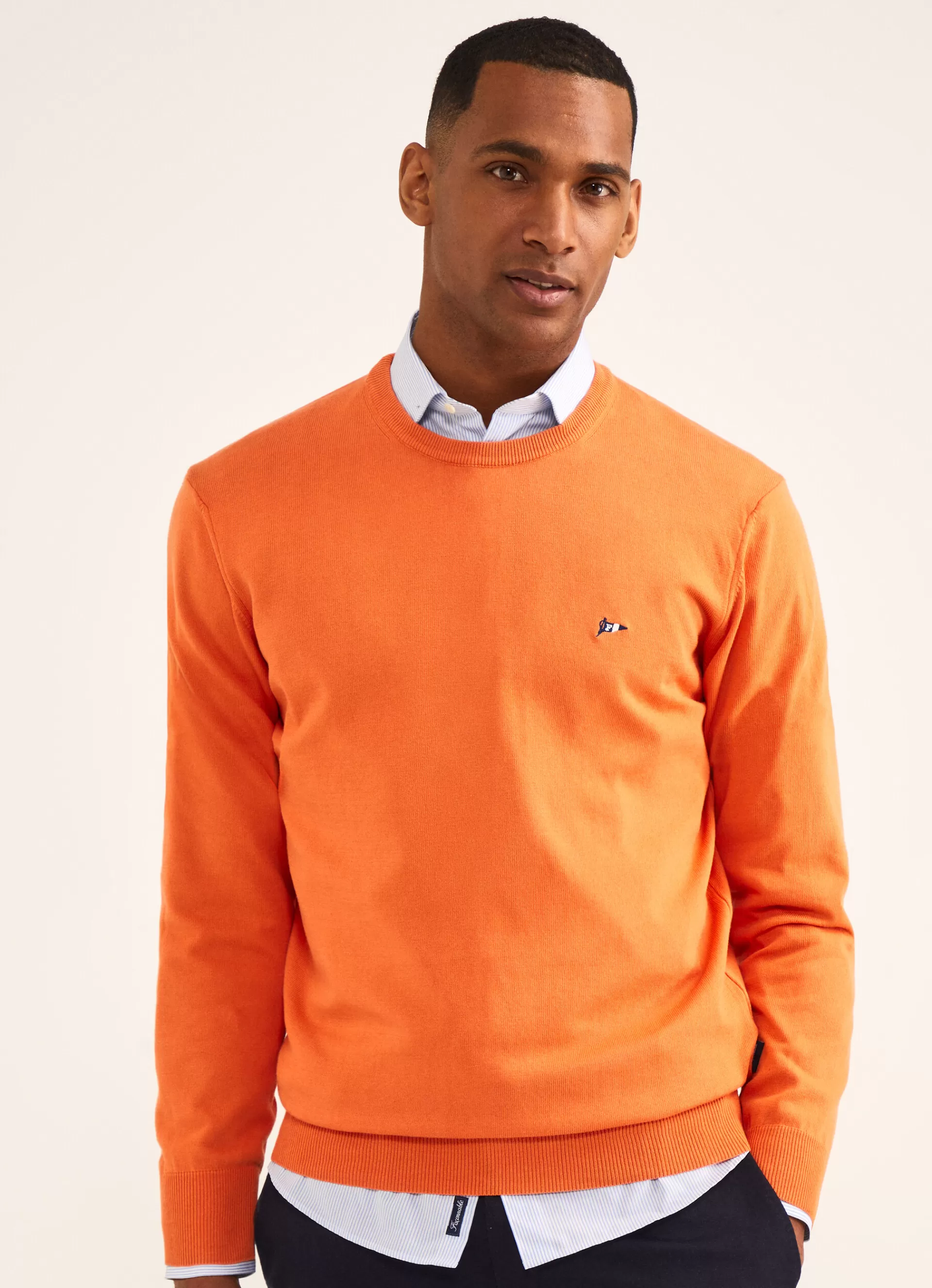 Pulls>Façonnable Pull En Maille De Coton Pop Orange