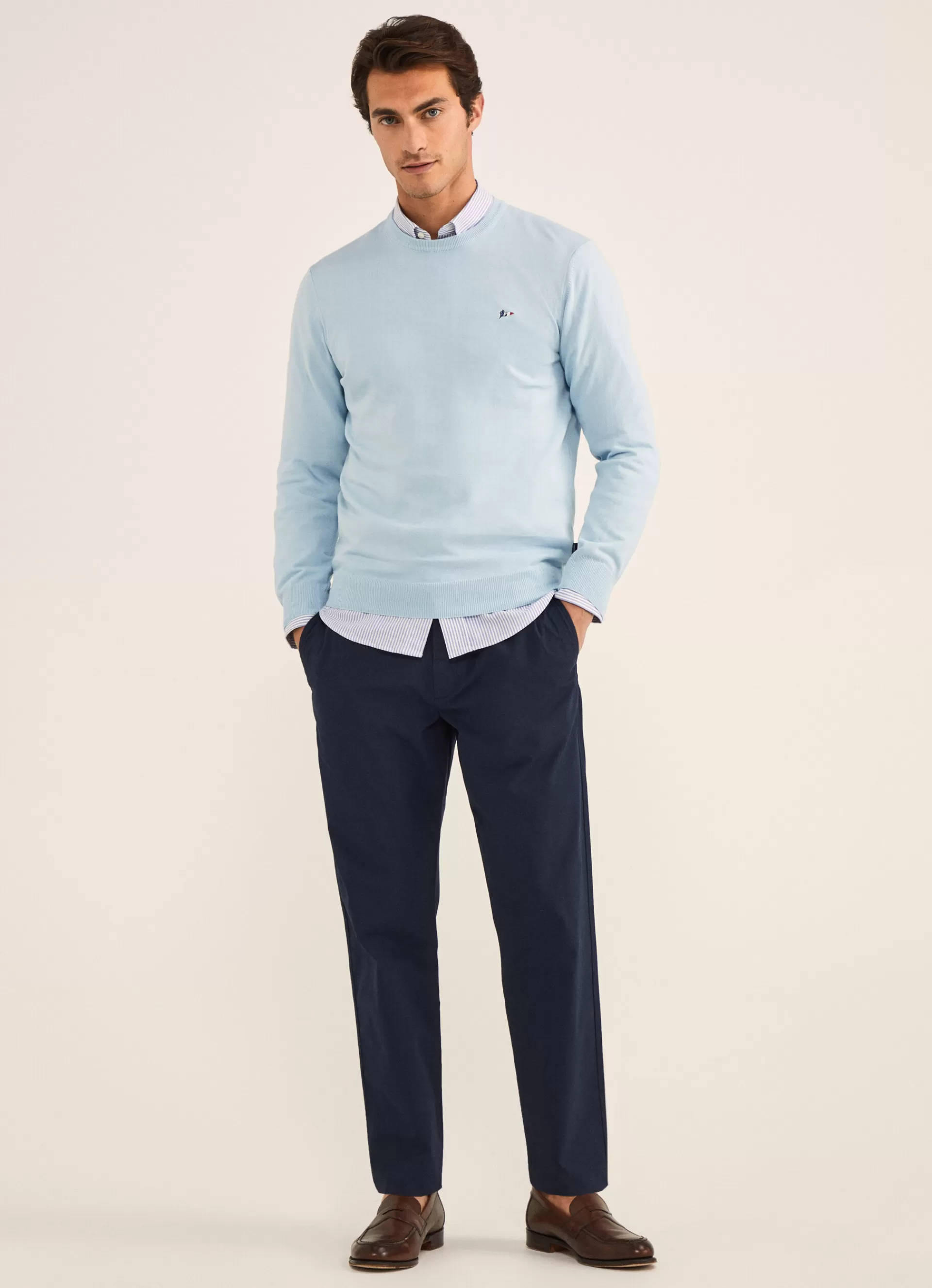 Pulls>Façonnable Pull En Maille De Coton Horizon Blue