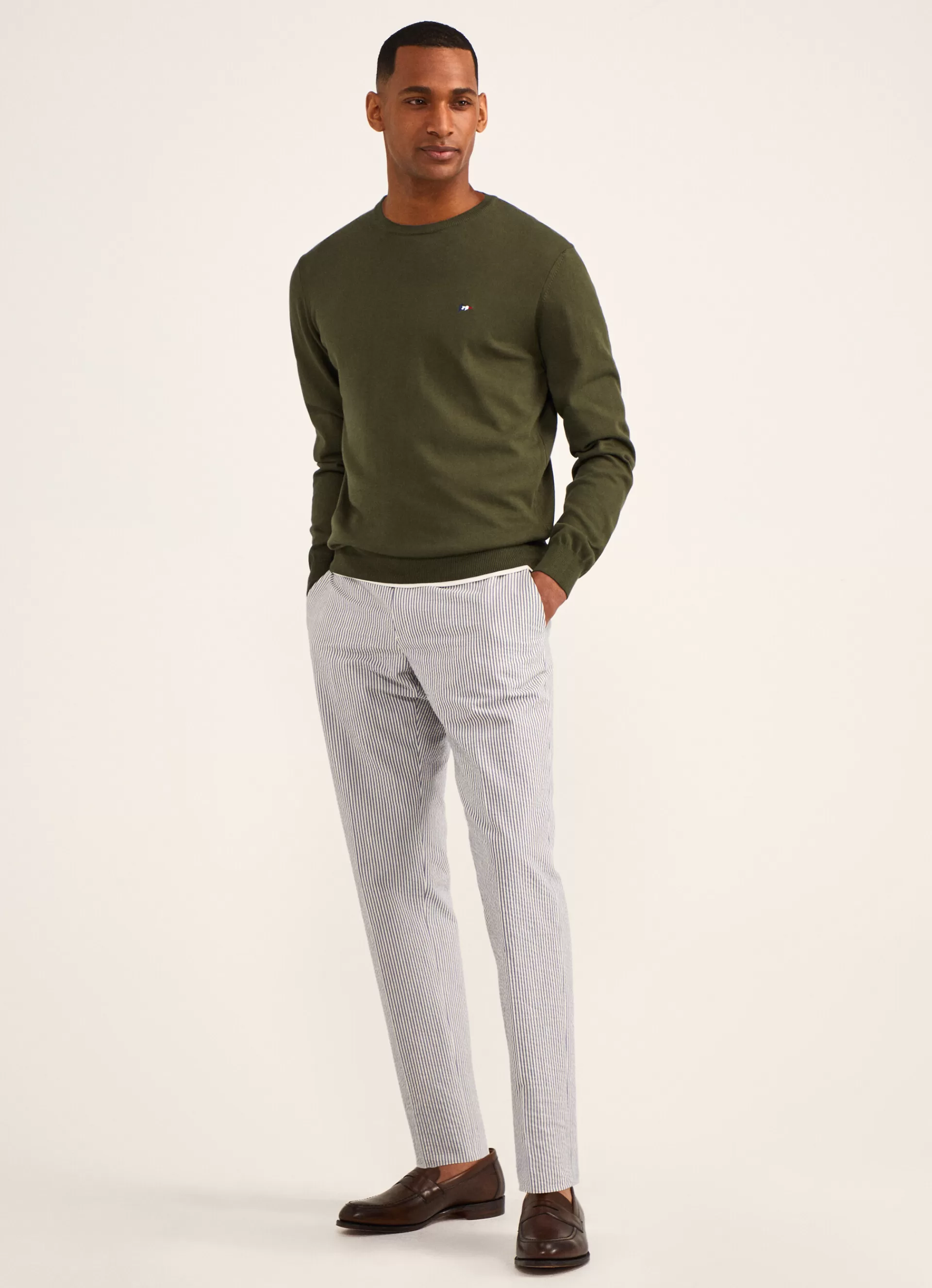 Pulls>Façonnable Pull En Maille De Coton Khaki Green