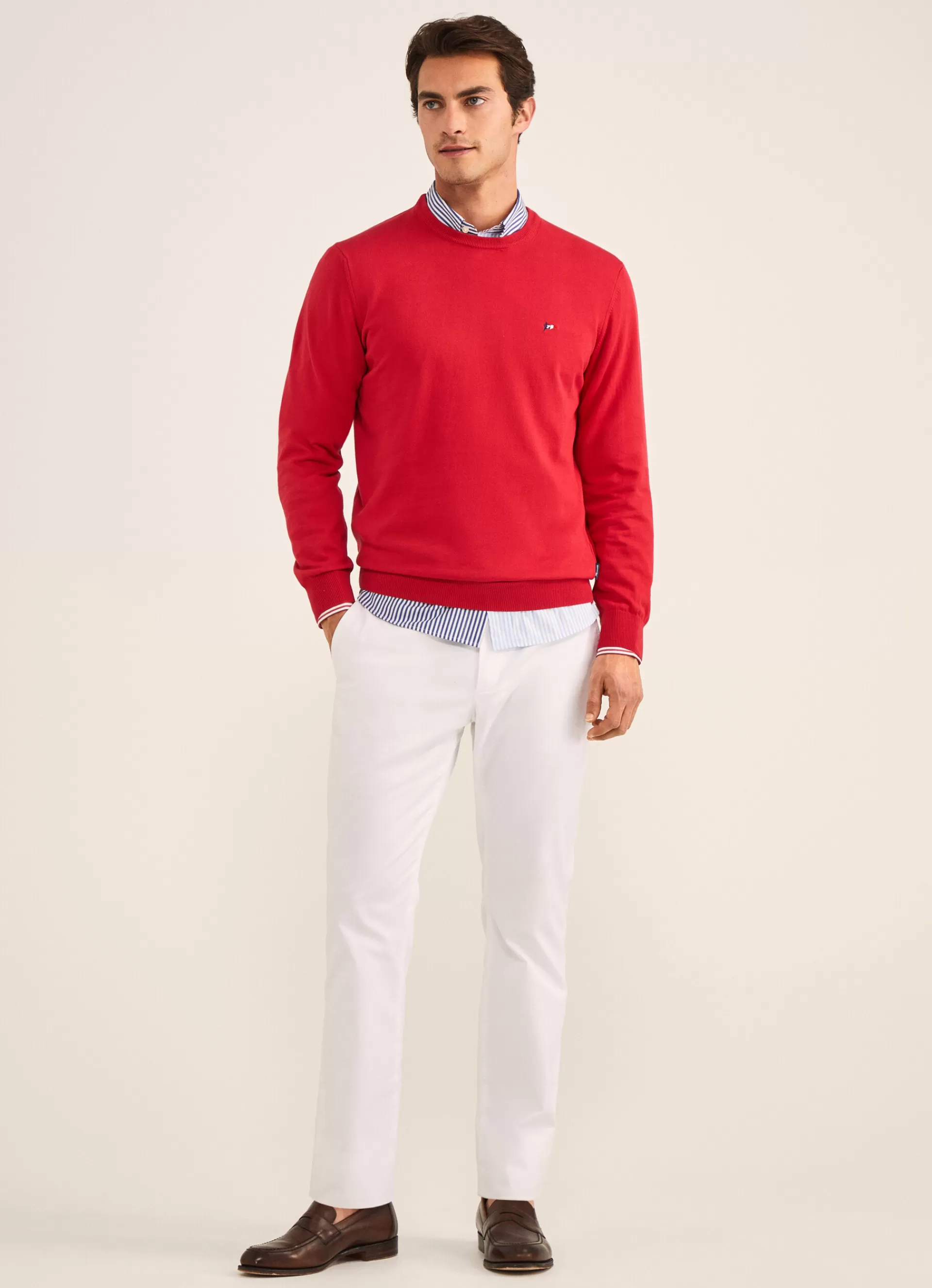 Pulls>Façonnable Pull En Maille De Coton Mars Red