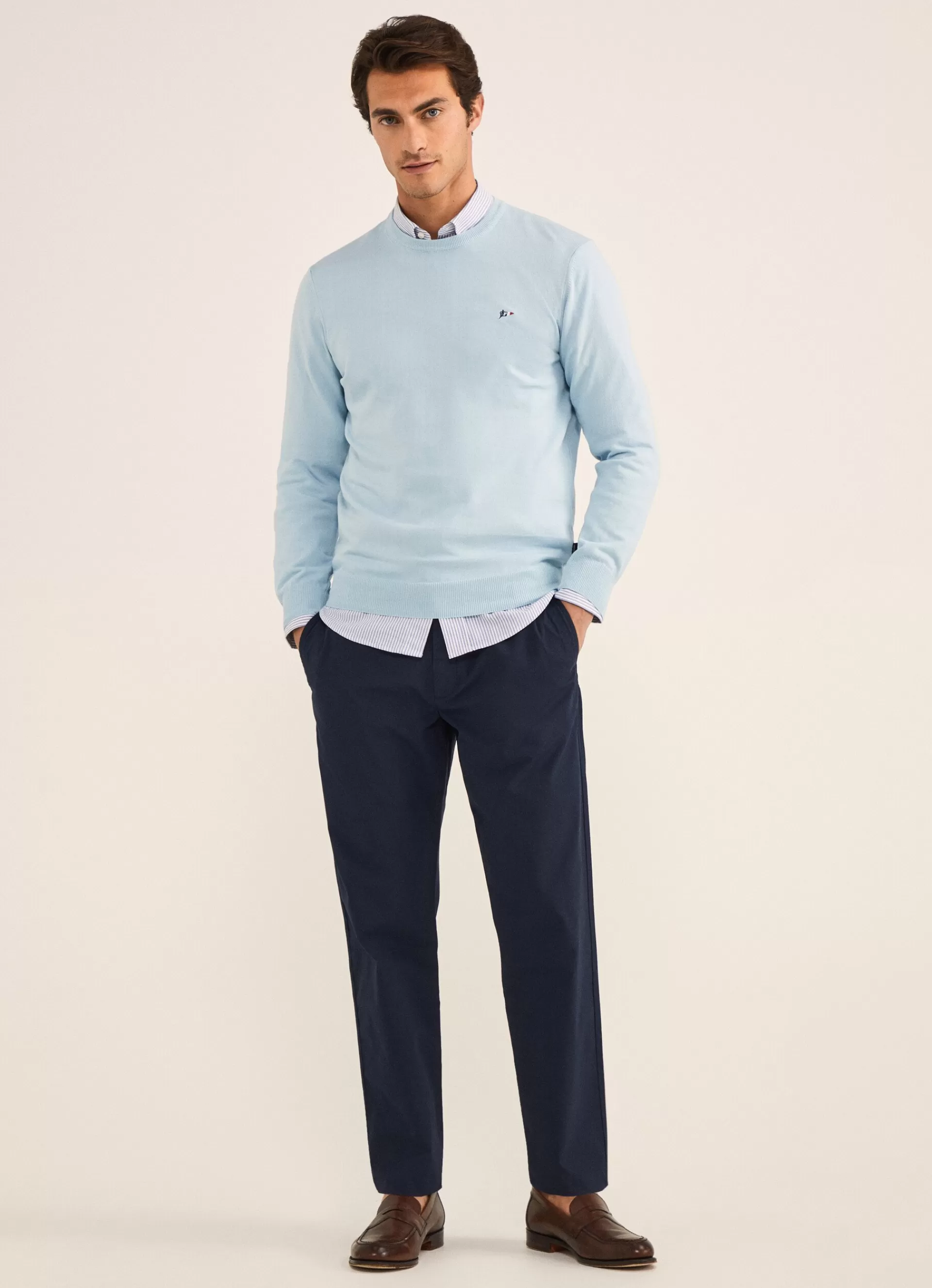 Pulls>Façonnable Pull En Maille De Coton Horizon Blue