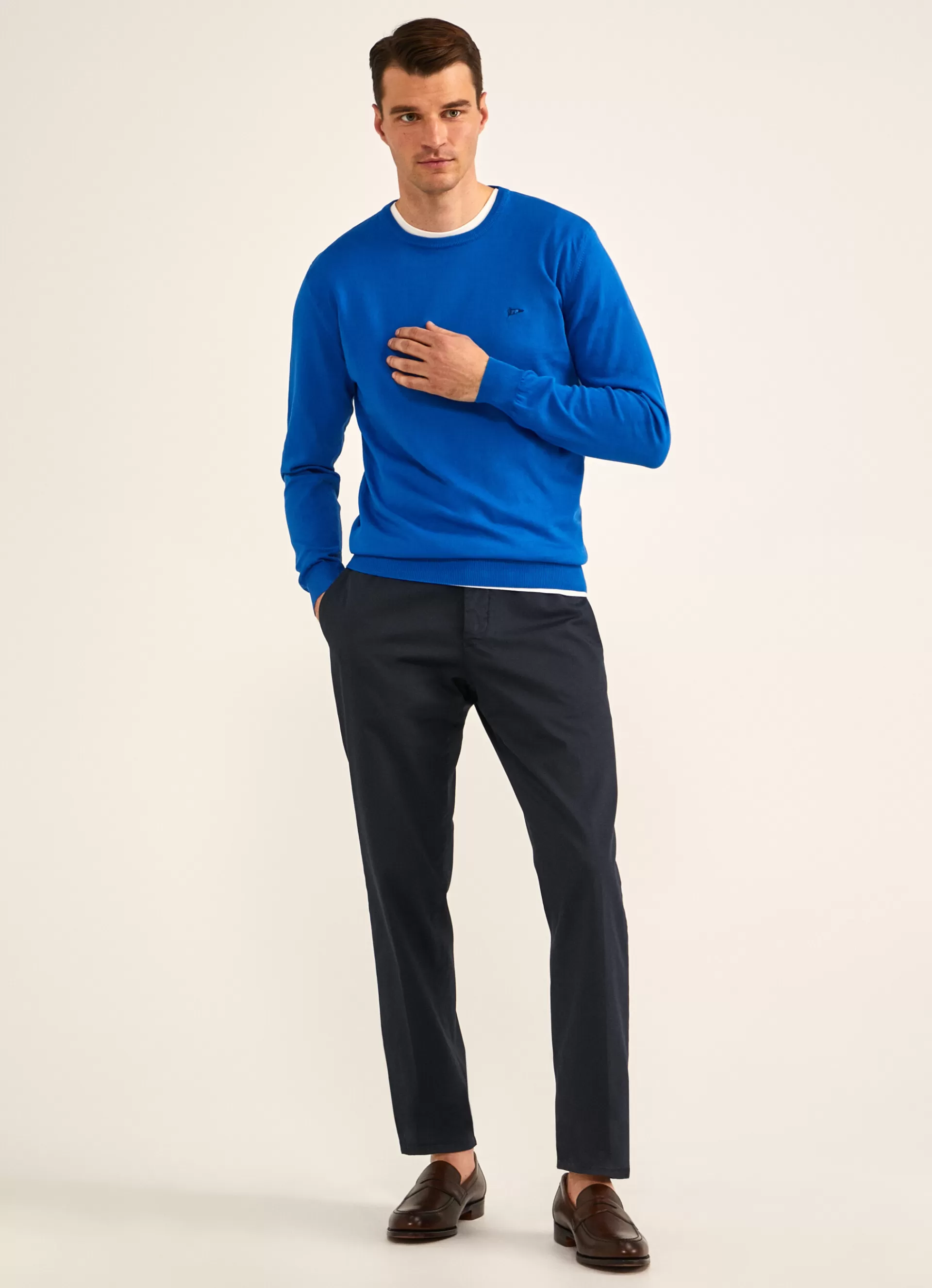 Pulls>Façonnable Pull En Maille De Coton Blue