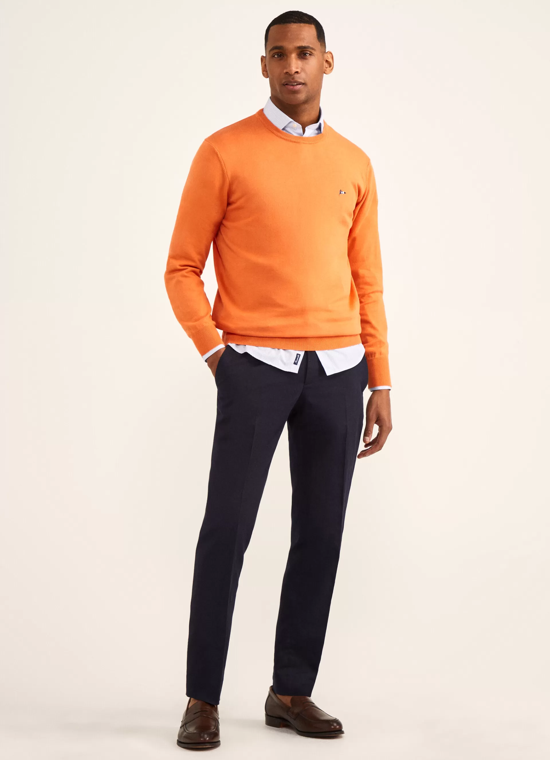 Pulls>Façonnable Pull En Maille De Coton Pop Orange