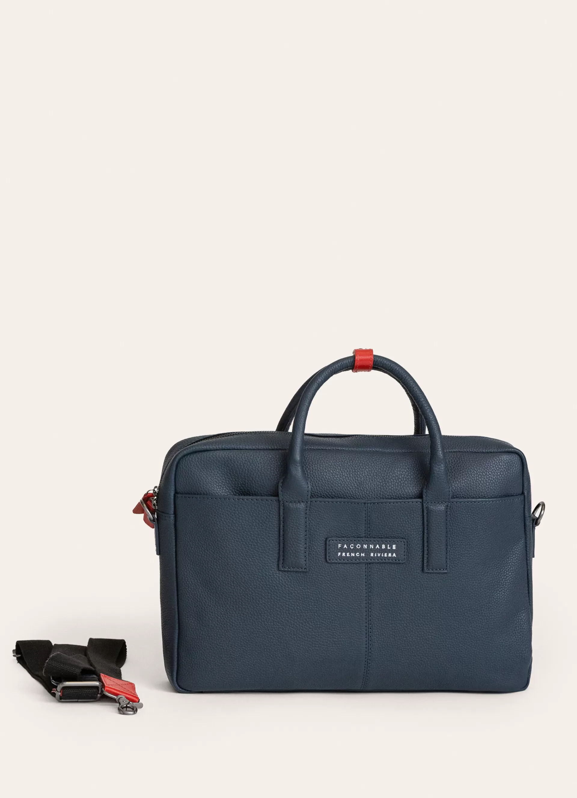 Sacs>Façonnable Sac En Cuir Pleine Fleur Midnight