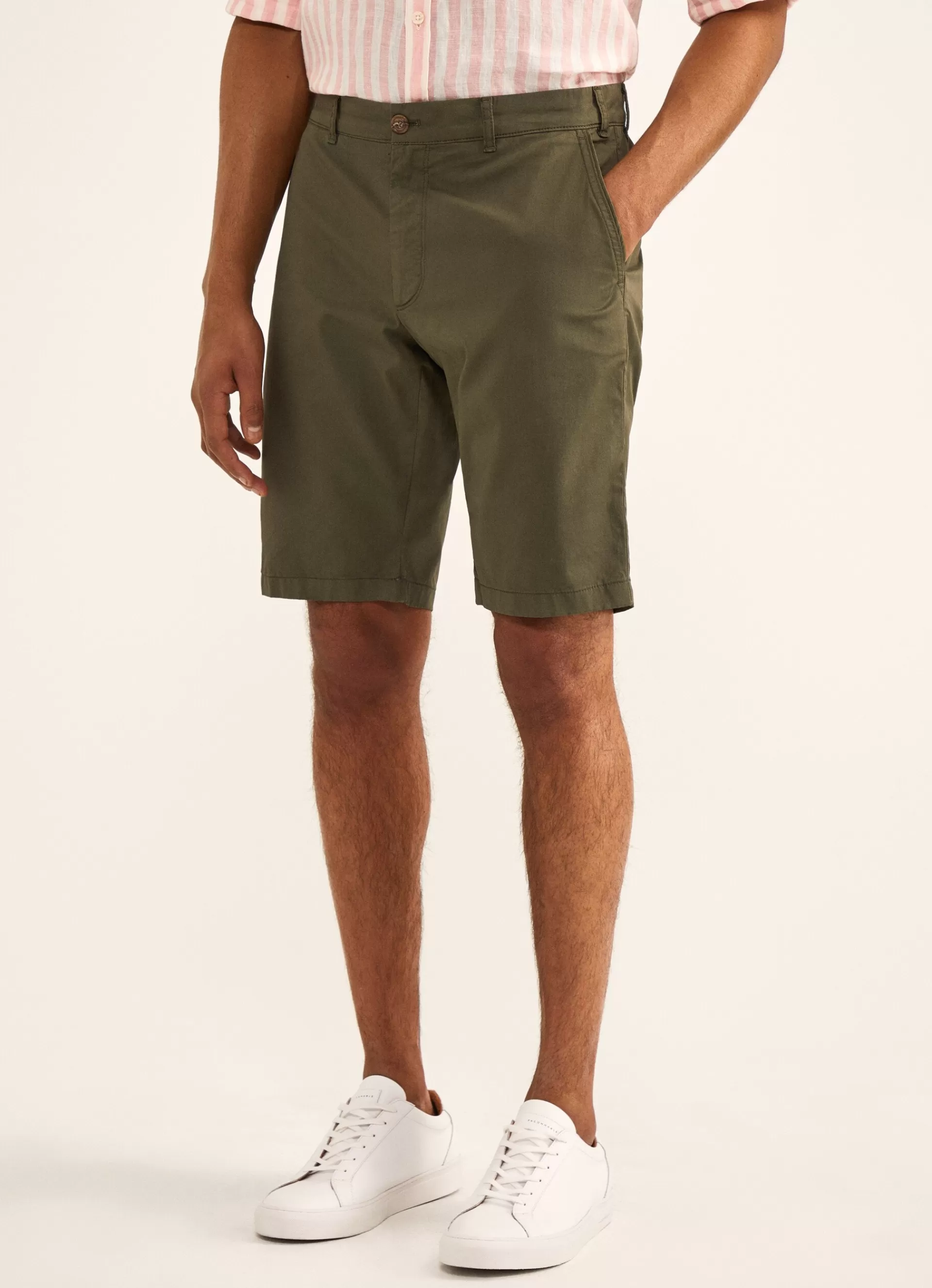 Pantalons>Façonnable Short En Coton Khaki Green
