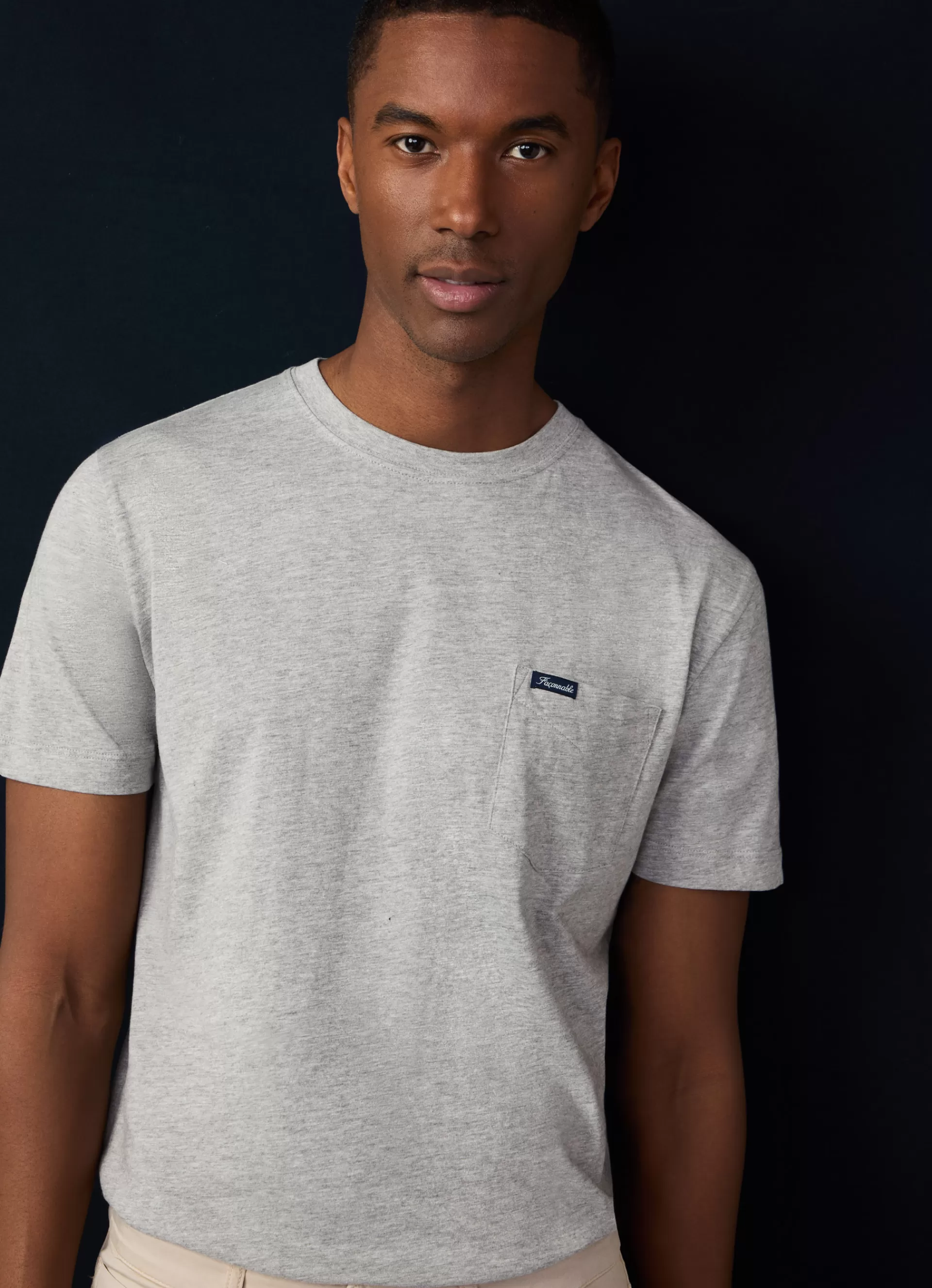 T-Shirts>Façonnable T-Shirt A Poche Light Grey Marl
