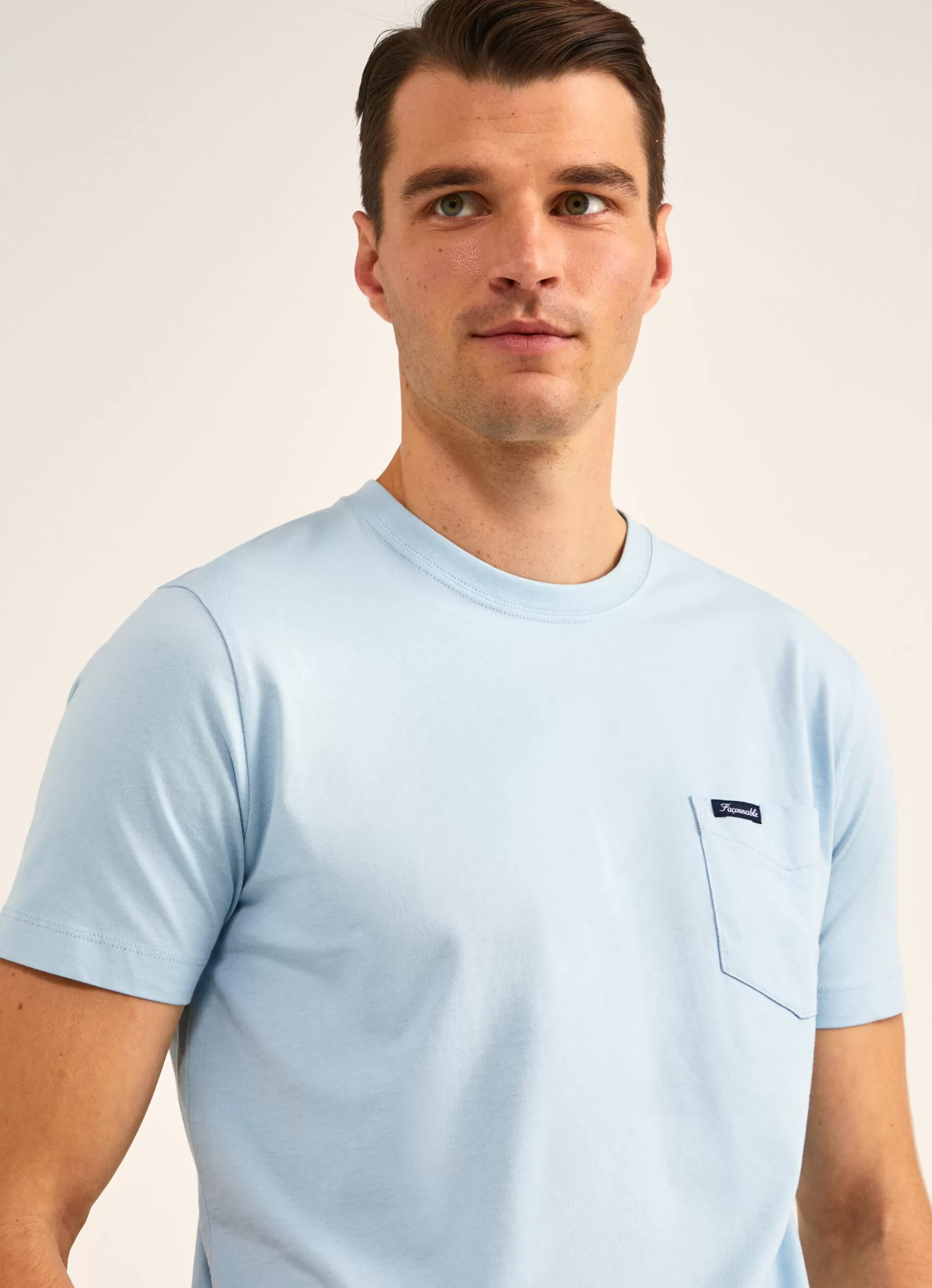 T-Shirts>Façonnable T-Shirt A Poche Horizon Blue