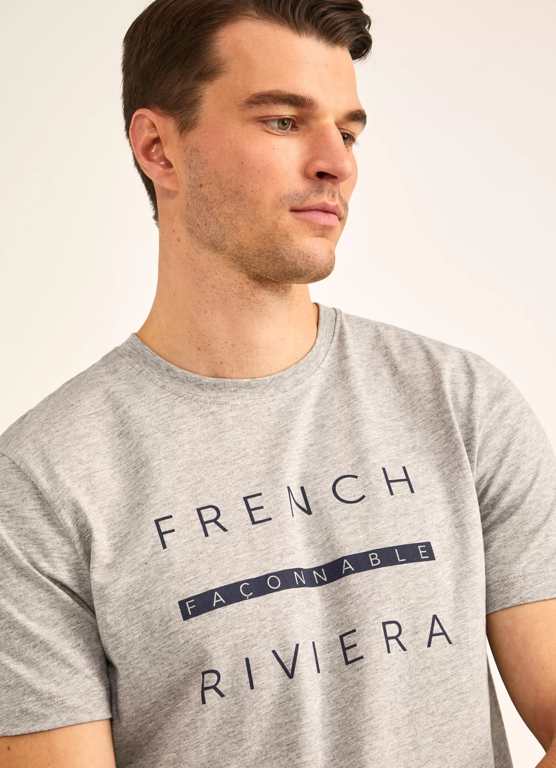 T-Shirts>Façonnable T-Shirt Imprime Light Grey Marl