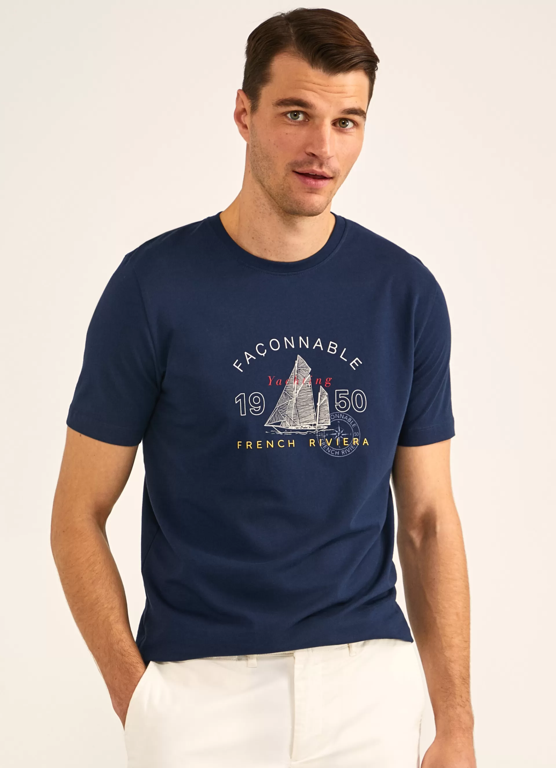 T-Shirts>Façonnable T-Shirt Imprime Naval Blue