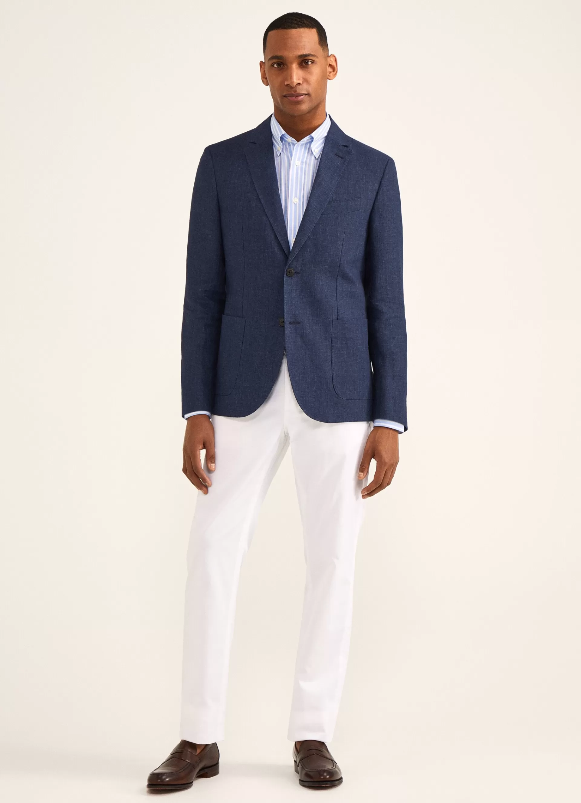 Blazers>Façonnable Veste A Boutons En Lin Dk Blu Marl